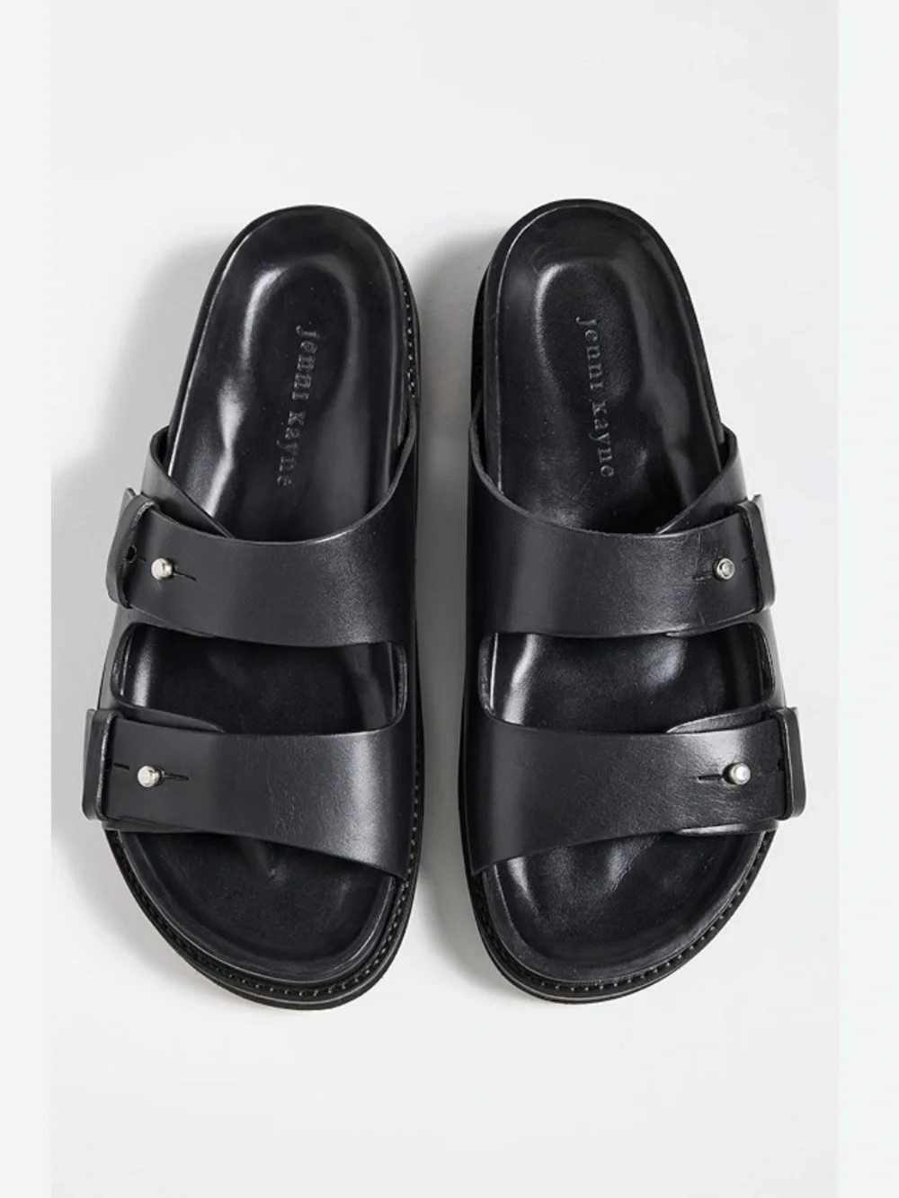 Jenni Kayne Black Hutton Double-Strap Slides - Picture 1 of 5
